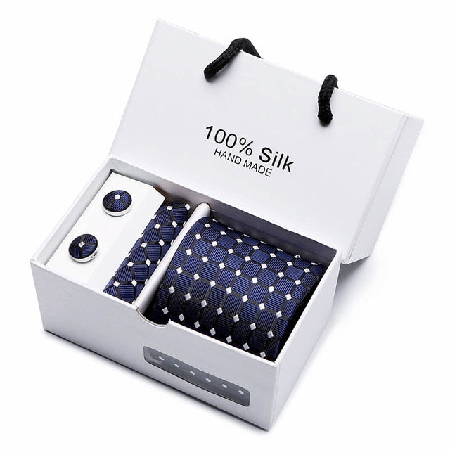 100% Silk 3pc Men's Plaid Tie Set Extra Long Woven Neck Ties Suit Gift Box
