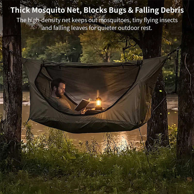 Zip Mosquito Net Hammock Tent 200x80cm Adult Hanging Chair With Rainfly Camping