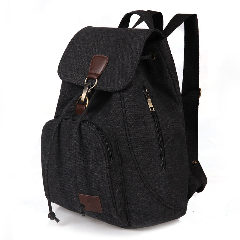 Retro Canvas Rucksack Backpack Drawstring Front Pocket School Travel