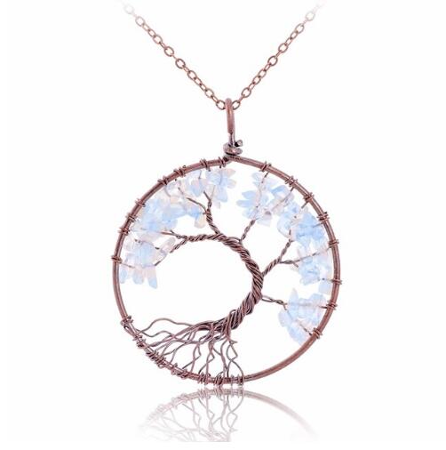 5CM Tree Of Life Crystal Natural Stone Pendant Necklace