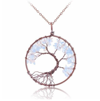 5CM Tree Of Life Crystal Natural Stone Pendant Necklace