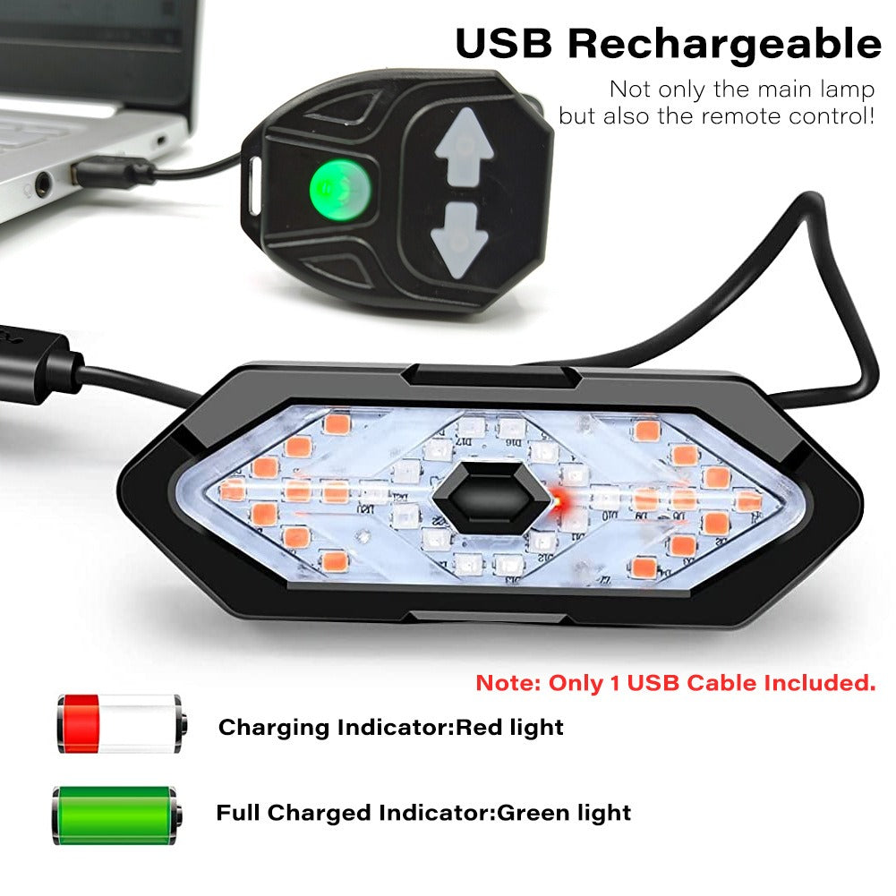 Bike Turn Signal Light Remote Control LED Indicator Rechargeable Taillight Horn