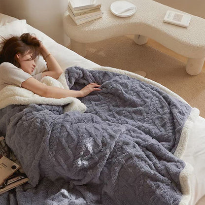 Double-Layer Polar Fleece Blanket for Winter Comfort, Thick and Soft Insulation