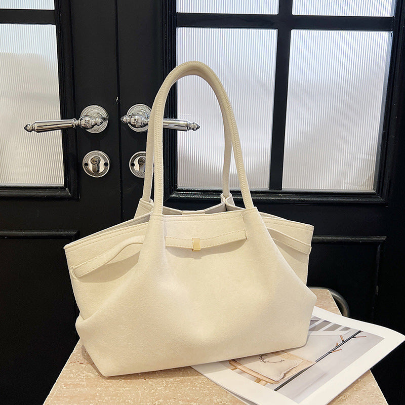 Suede Tote Bag Large Capacity Womens Handbag Retro Style Autumn Winter