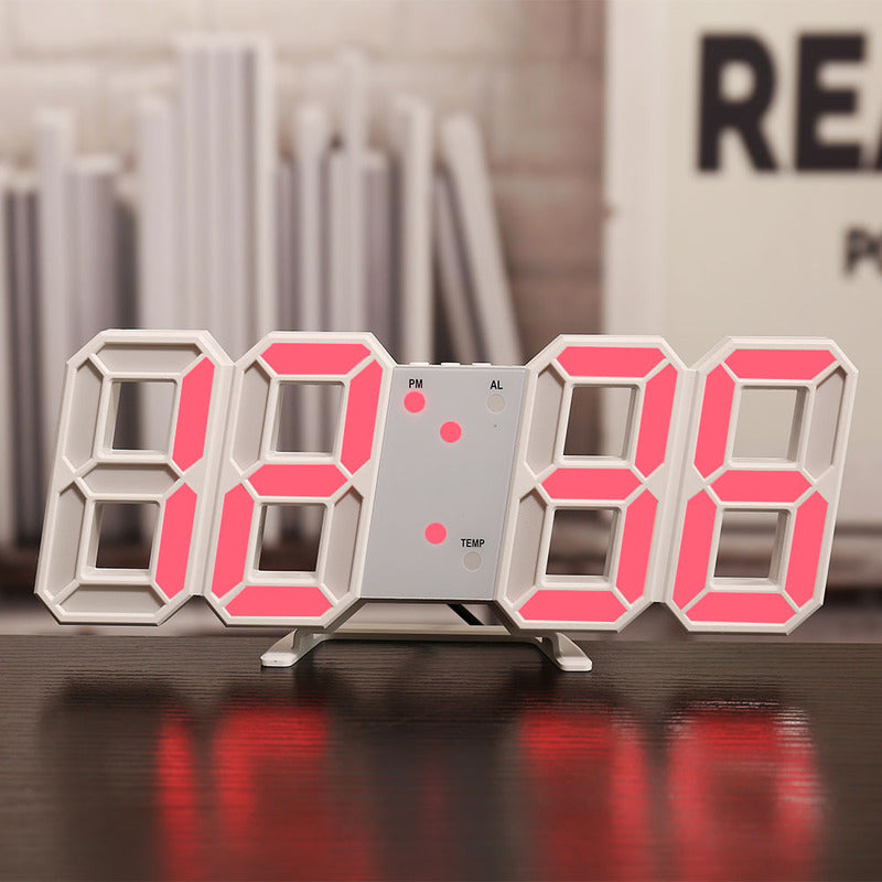 3D LED Digital Alarm Clock USB Charging 12/24 Hour Format Office Bedroom Kitchen
