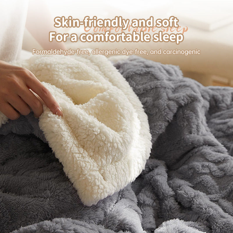 Double-Layer Polar Fleece Blanket for Winter Comfort, Thick and Soft Insulation