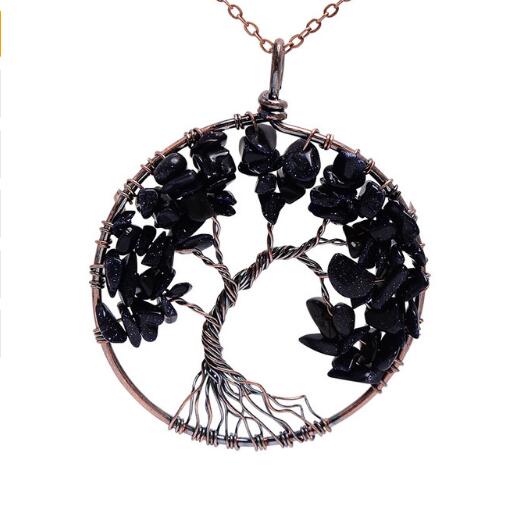 5CM Tree Of Life Crystal Natural Stone Pendant Necklace