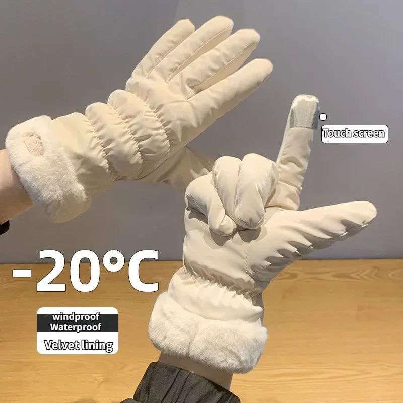 Women's Winter Fleece Gloves Thermal Insulated Skiing Cycling Mountaineering Warm