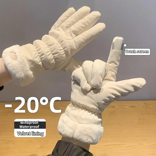 Women's Winter Fleece Gloves Thermal Insulated Skiing Cycling Mountaineering Warm
