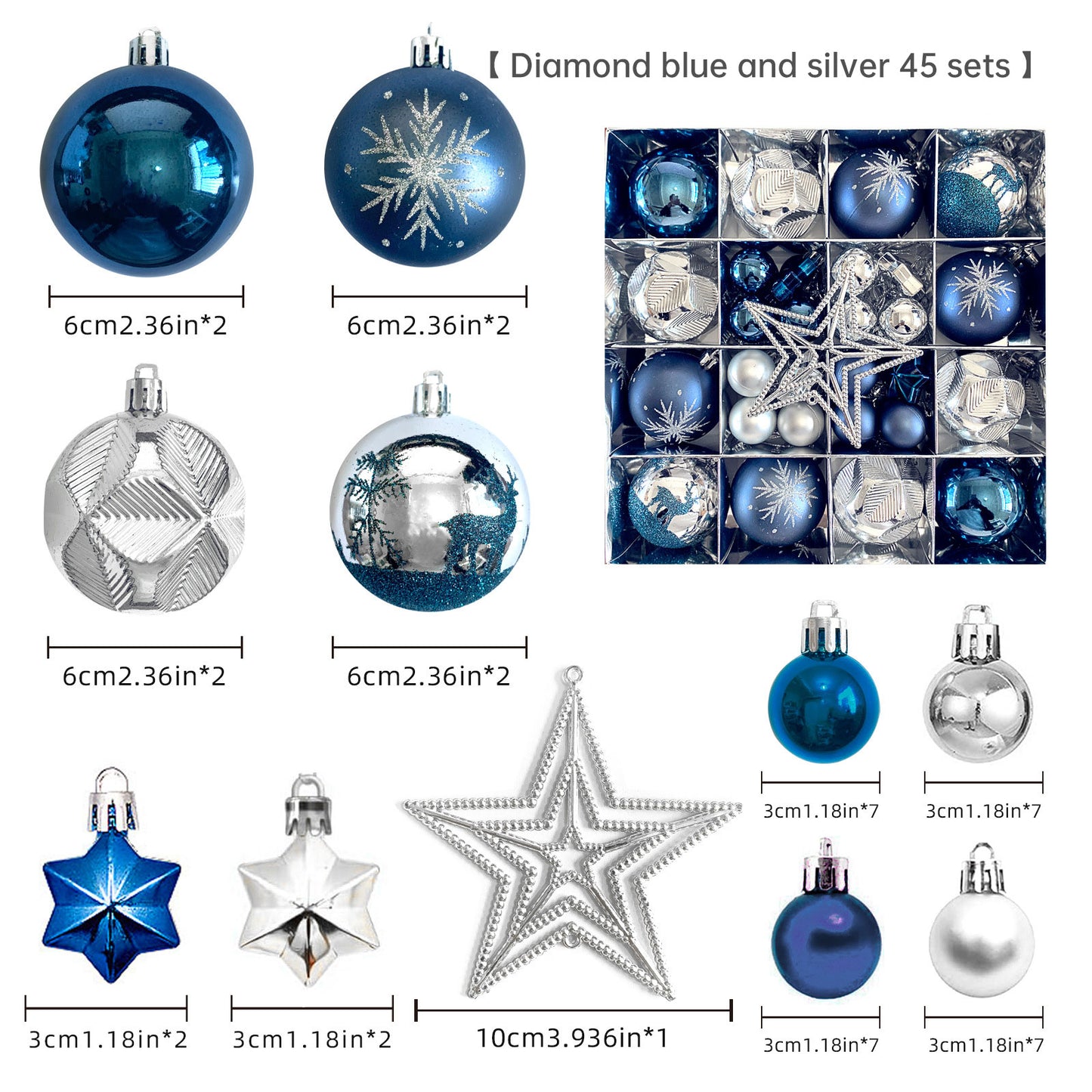 Christmas Tree Ornament Set Premium Bulk Pack Collection Assorted Designs Xmas