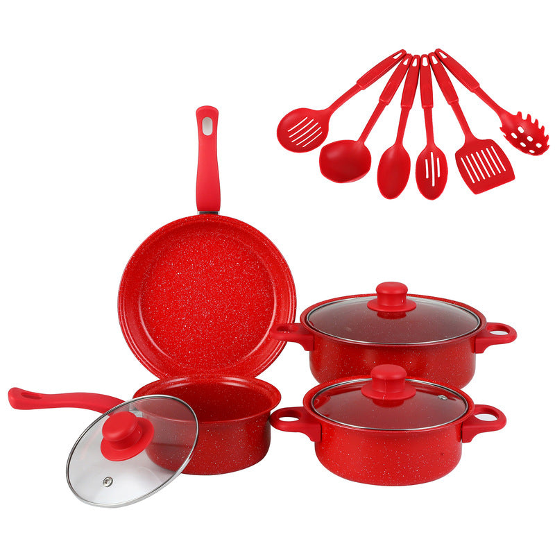 10-Piece Iron Cookware Set, Non-Stick Maifan Stone, Suitable for All Stovetops