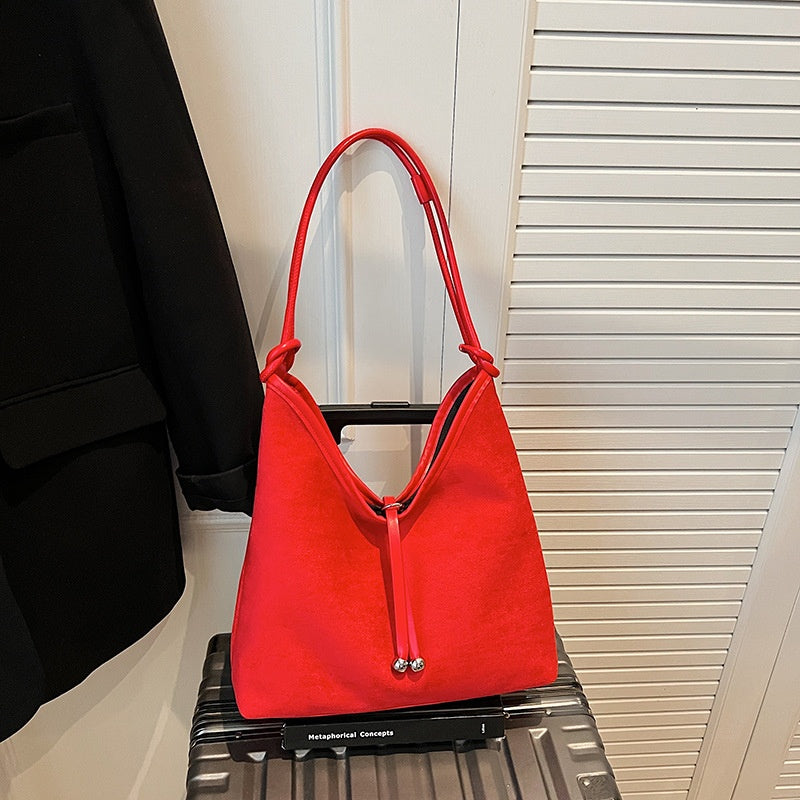 Matte Retro Shoulder Tote Bag Urban Minimalist Design Spacious Large Capacity