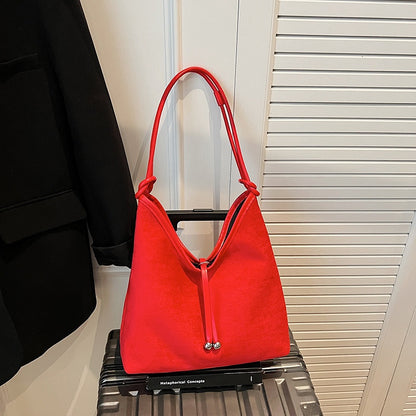 Matte Retro Shoulder Tote Bag Urban Minimalist Design Spacious Large Capacity