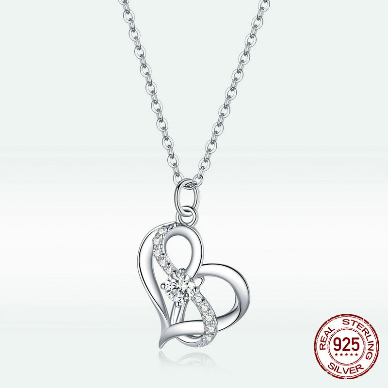 Sterling Silver Heart Pendant Necklace Luxurious Elegant Gift Women Jewellery