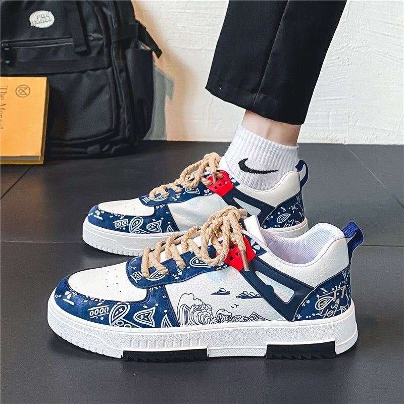 Men's Detailed Artwork Breathable Shoes Casual Green Blue Footwear