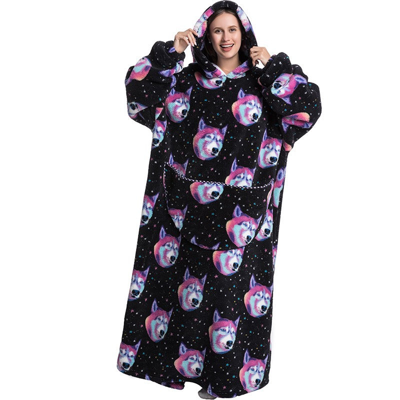Oversized Blanket Hoodie Adults Ultra-Soft Warm Long Hooded Fleece Pockets