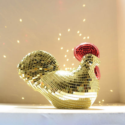 Decorative Chicken Statue Mirror Tile Unique Home Decor Artistic Visual Element