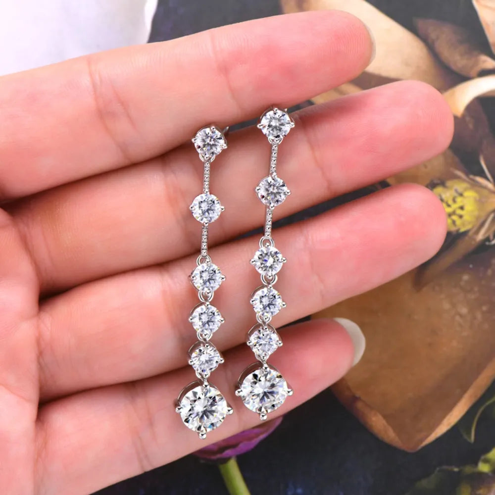 Luxury 925 Sterling Silver 4 Carat Moissanite Stud Earrings D Grade Clear 77mm