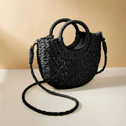 Round Woven Straw Bag Small Size Casual Summer Shoulder Accessory Women