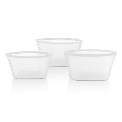 Silicone Reusable Food Storage Containers Set Zip Seal Cups Bowls S M L 8 Pack