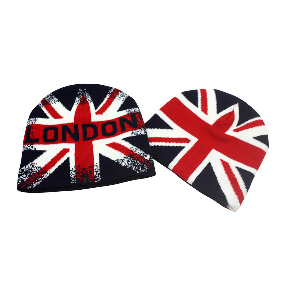 UK Flag Rice Jacquard Knit Beanie Thermal Insulation Winter Cap Climate Guard