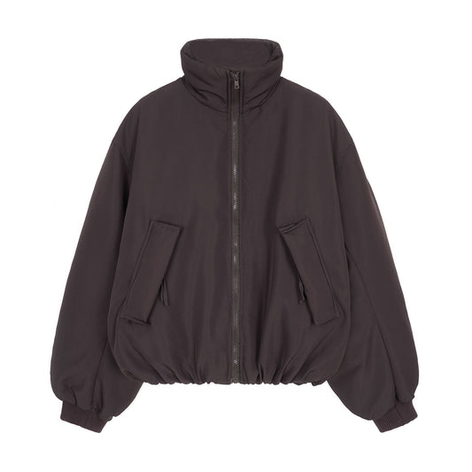 Unisex Vintage Wide-Cut Duck Down Parka with Stand-Up Collar and Zip Fastening
