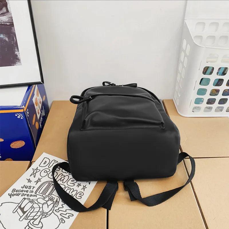 Faux Leather Backpack Zip Closure Adjustable Shoulder Straps Durable Spacious