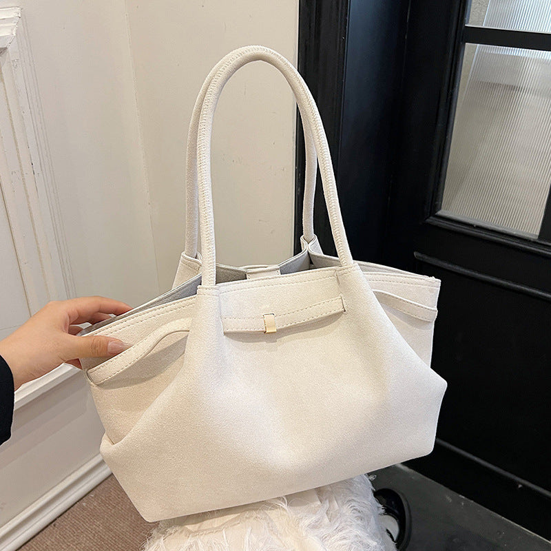 Suede Tote Bag Large Capacity Womens Handbag Retro Style Autumn Winter