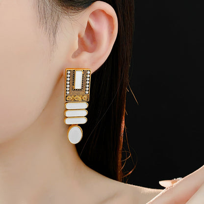 Geometric Artificial Pearl Earrings French Retro Court Style Elegant