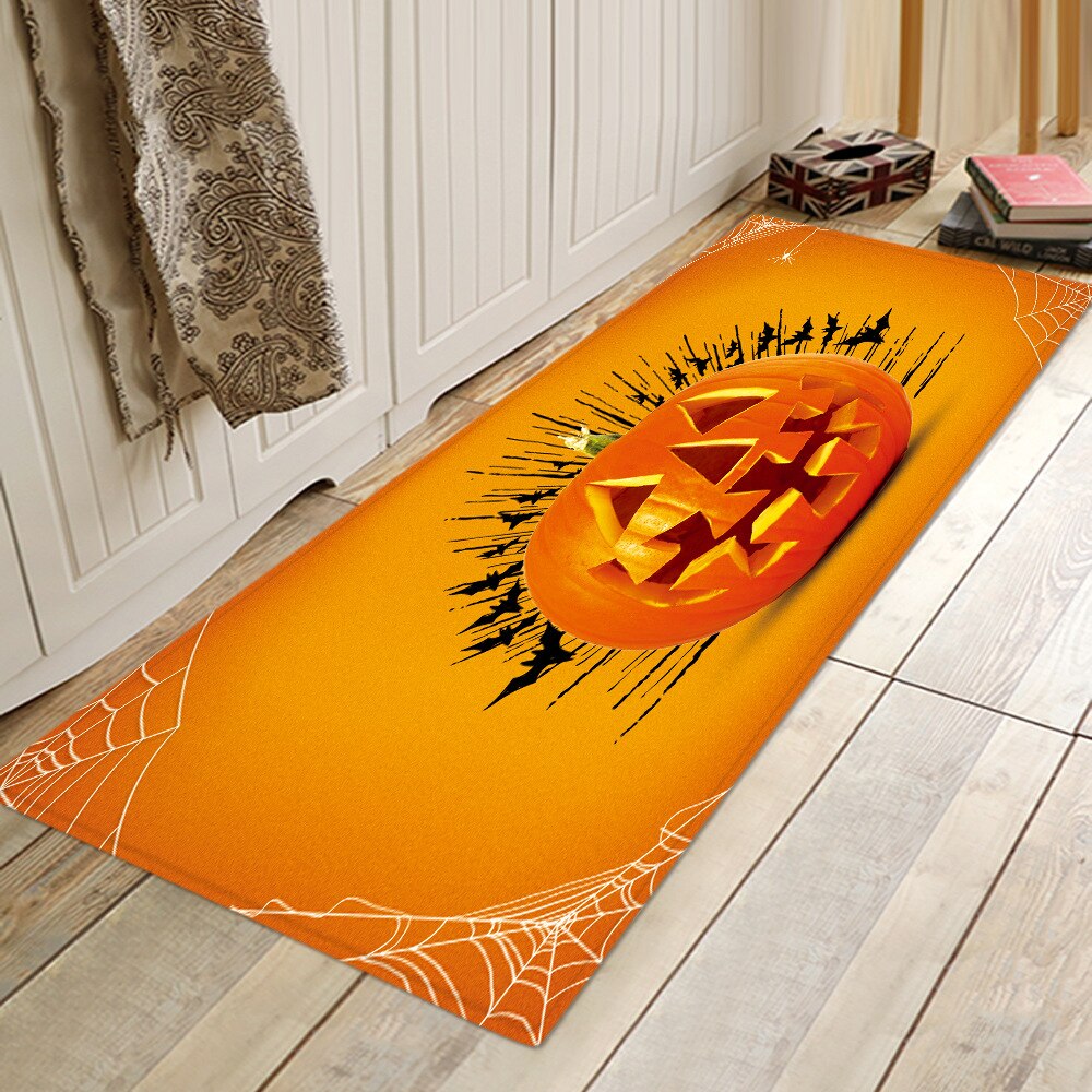 Halloween Printed Flannelised Polyester Rectangular Floor Mat Bathroom Door
