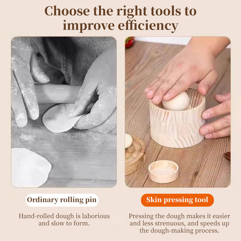 Wooden Dumpling Press Kitchen Gadget Efficient Dough Wrapper Mould Maker Tool