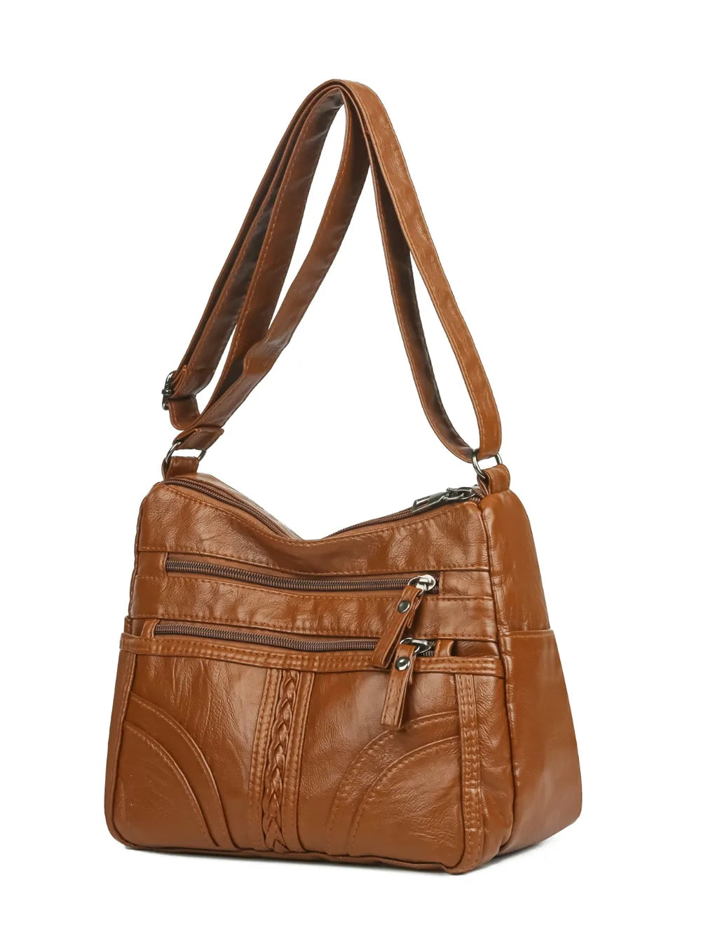 Faux Leather Adjustable Strap Shoulder Bag Medium Size Multiple Colours