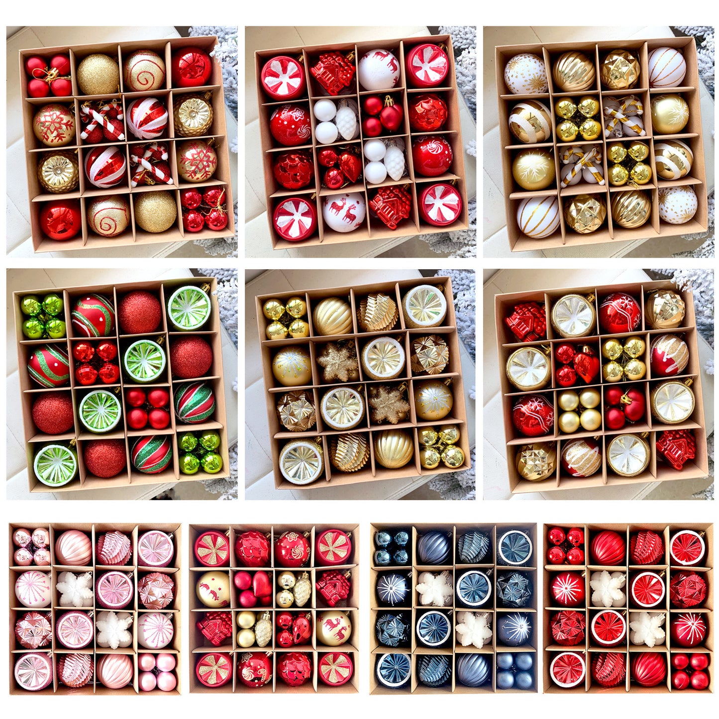 Christmas Tree Ornament Set Premium Bulk Pack Collection Assorted Designs Xmas