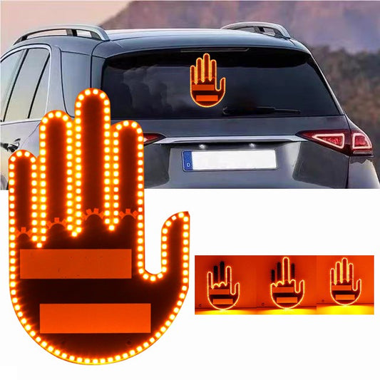 LED Gesture Car Sign Display Middle Finger Novelty Vehicle Interior Decor 12V