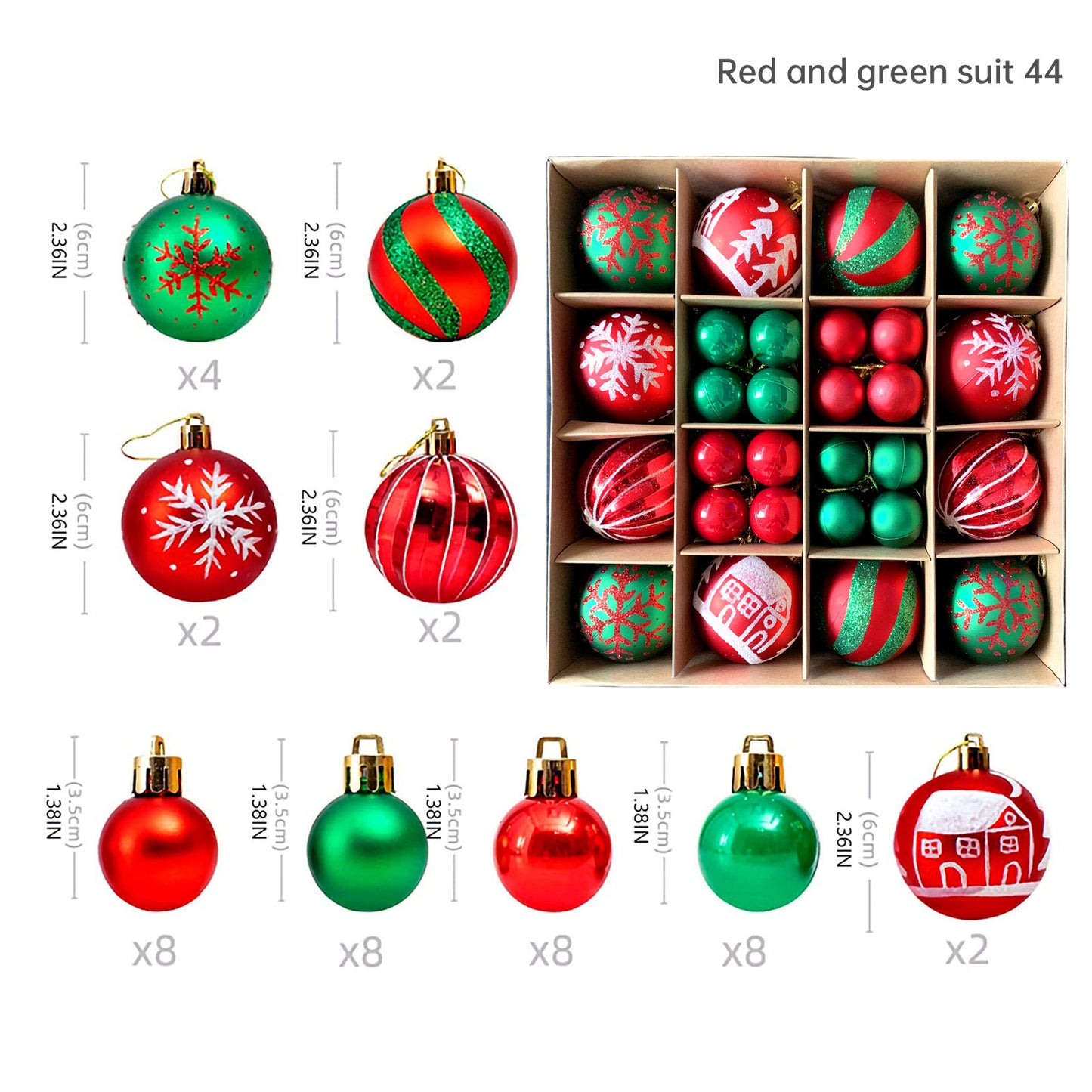 Christmas Tree Ornament Set Premium Bulk Pack Collection Assorted Designs Xmas