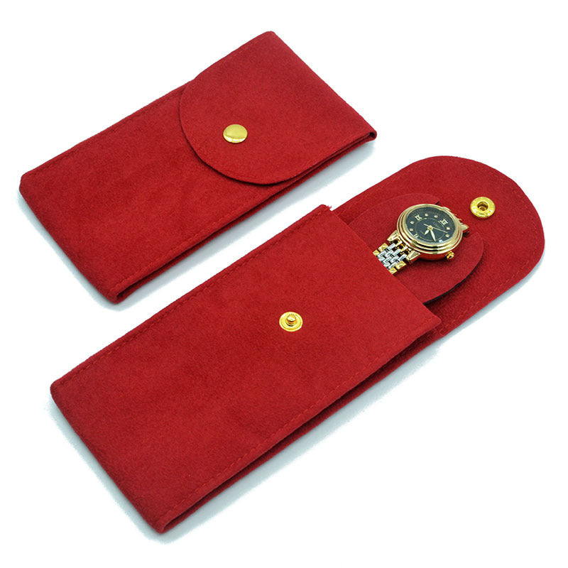 Velvet Snap Button Watch Pouch Thickened Mechanical Case Scratch Resistant Bag