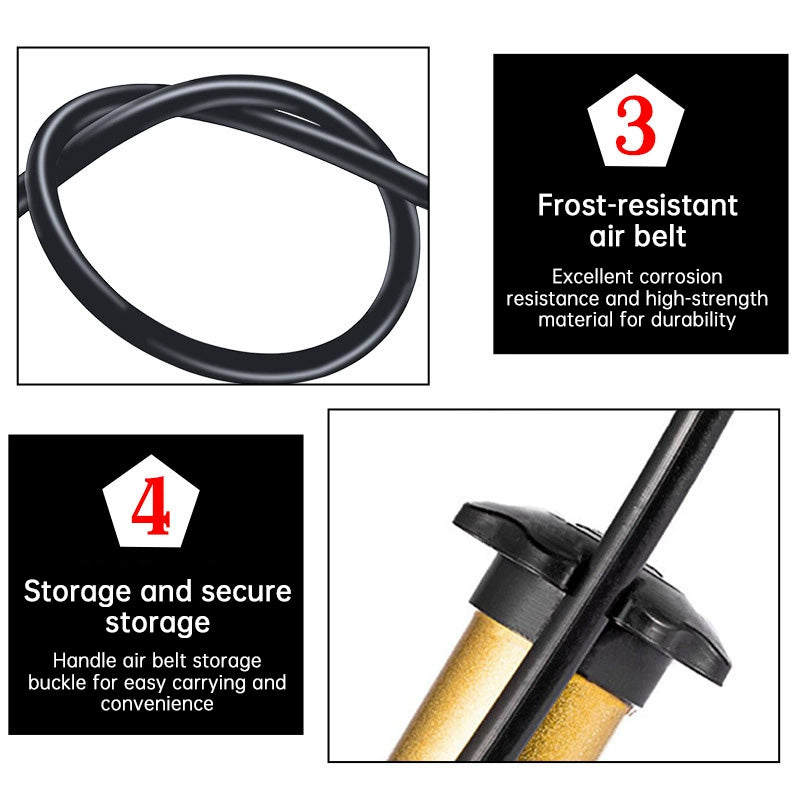 Bike Pump Schrader Valve 80psi Handheld Manual Cycling Air Inflator Accessory