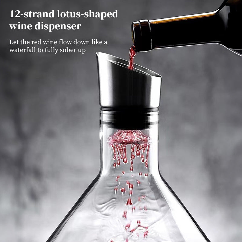1500ML Crystal Wine Decanter Hand-Blown Ideal for Red Wine with Built-In Aerator