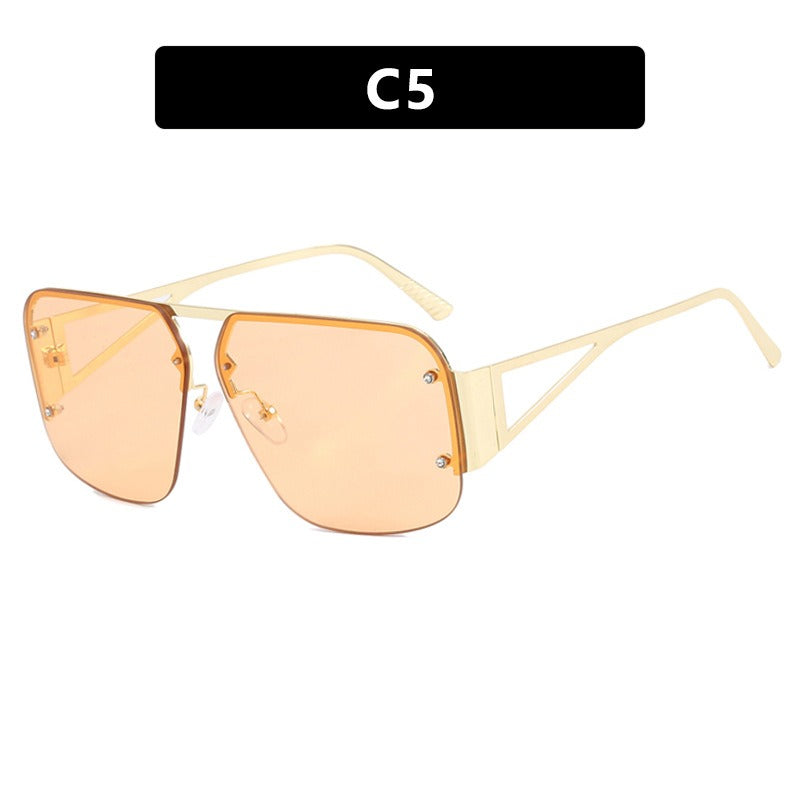 Women's Square Sunglasses Half Frame UV400 Protection Stylish Outdoor Eyewear