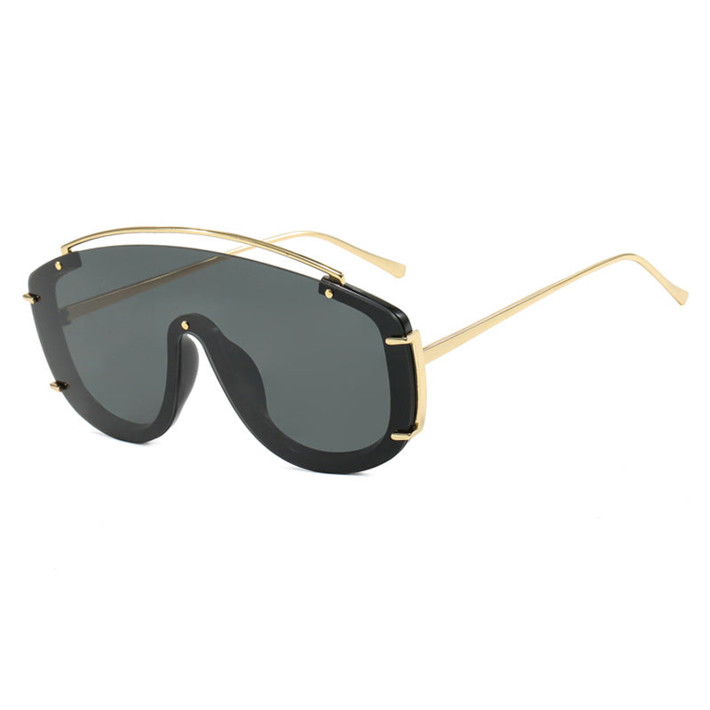 Women's Large Frame One-Piece Sunglasses Metallic UV Protection Outdoor Fashion