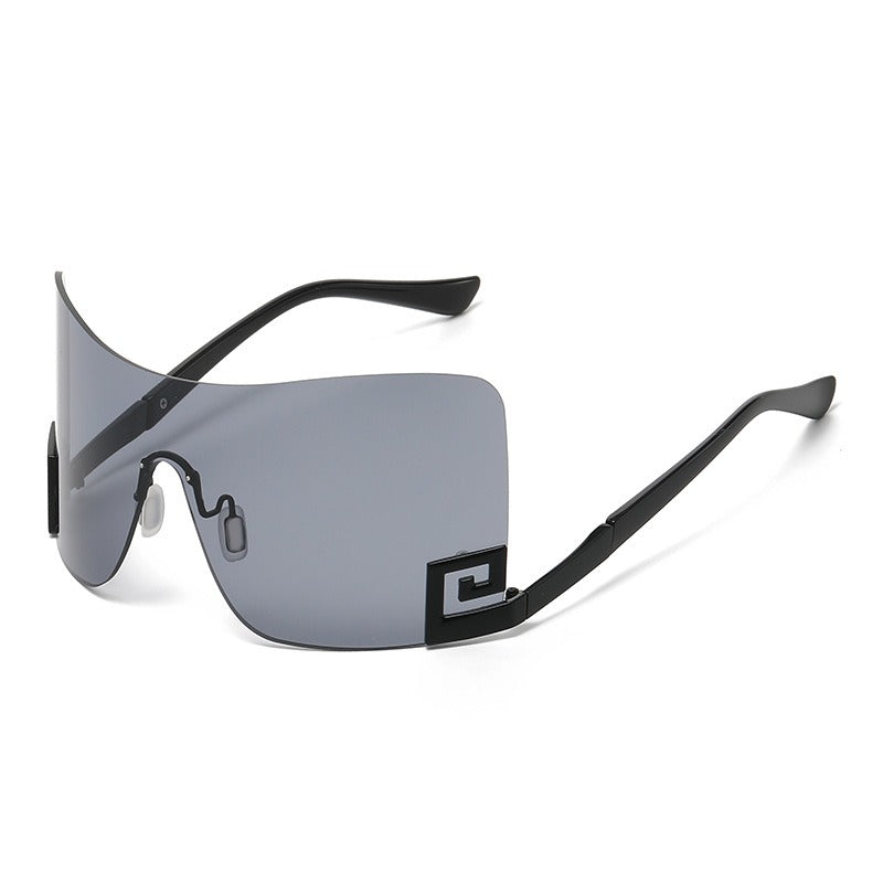 Large Frame Integrated Sunglasses UV400 Metal Arms Durable Unisex Outdoor Use
