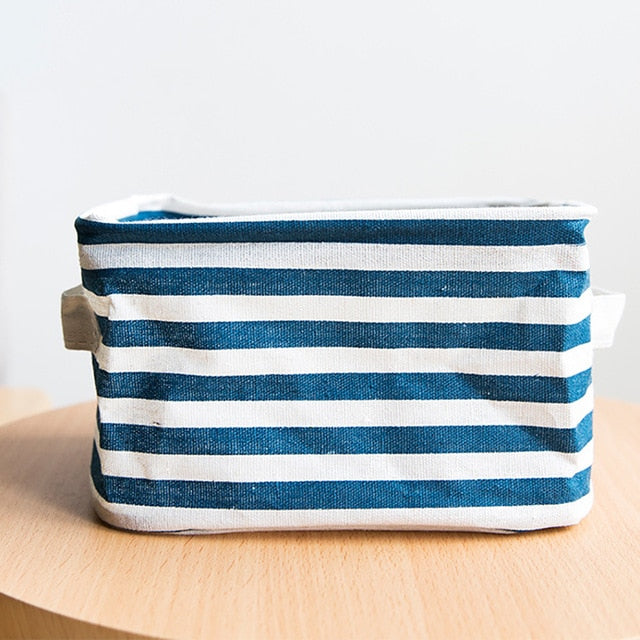 Foldable Fabric Storage Basket Desktop Closet Organiser Toy Box Loop Handles