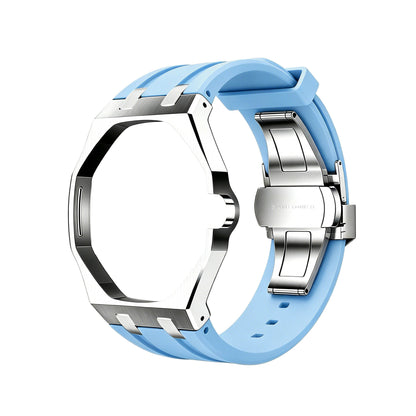 For AP x Swatch Royal Pop Metal Case Silicone Strap 3 12 Crown Steel Clasp