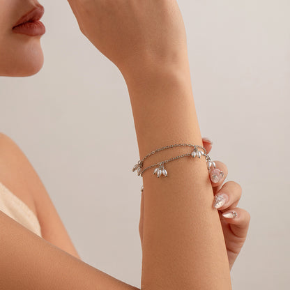 Pearl Dotted Backless Dress necklace Double Layer Earring Bracelet