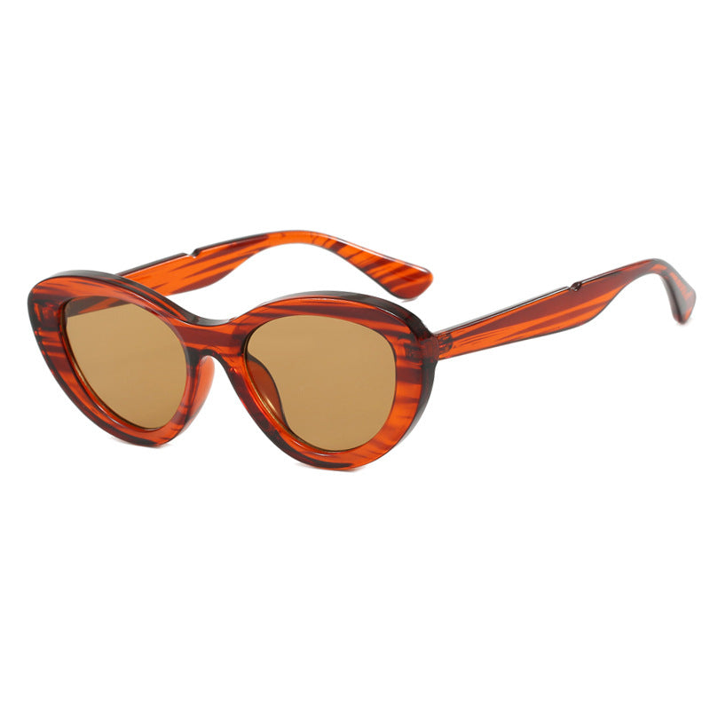 Women's Retro Cat Eye Sunglasses UV Protection Striped Acetate Frame Polarized