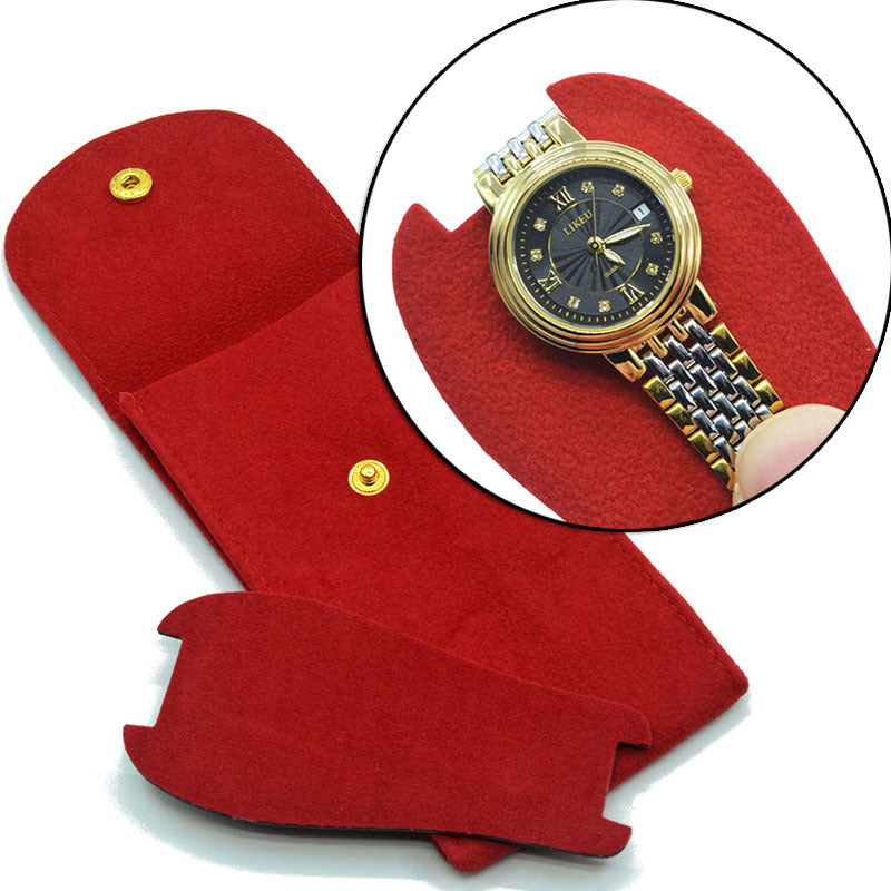 Velvet Snap Button Watch Pouch Thickened Mechanical Case Scratch Resistant Bag