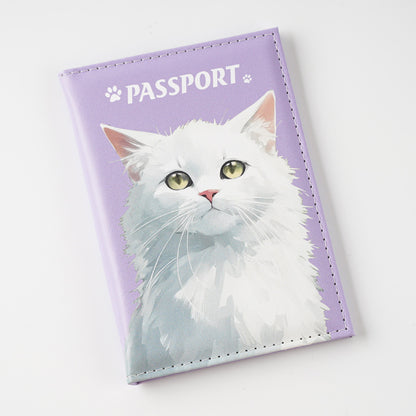 Animal Theme Leather Passport Holder Travel Essential for Cat and Dog Admirers