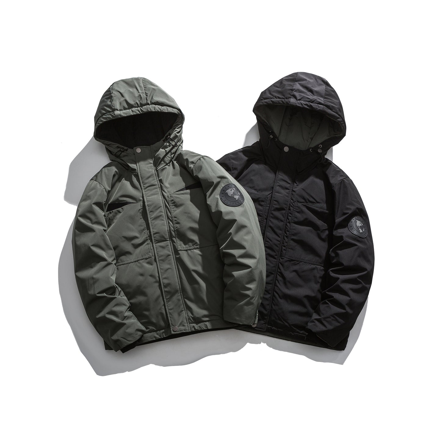 Winter Insulated Duck Down Hooded Jacket Zipper Long Sleeve Thermal Outerwear