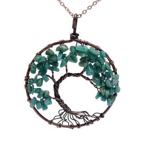 5CM Tree Of Life Crystal Natural Stone Pendant Necklace