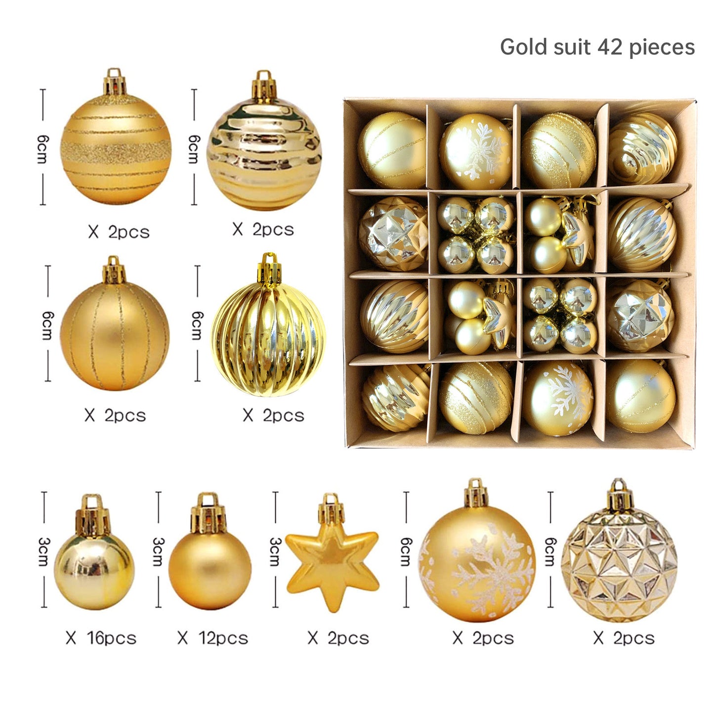 Christmas Tree Ornament Set Premium Bulk Pack Collection Assorted Designs Xmas